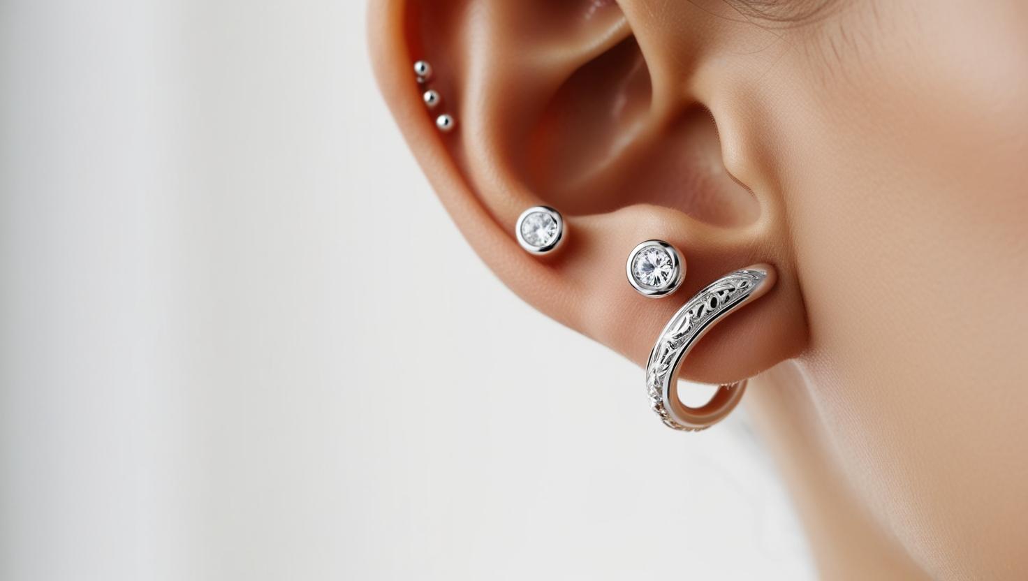 1 PC Sterling Silver Ear Piercing ( Helix,Flat,Rook,Daith,Conch,Tragus,Lobe,Upper Lobe