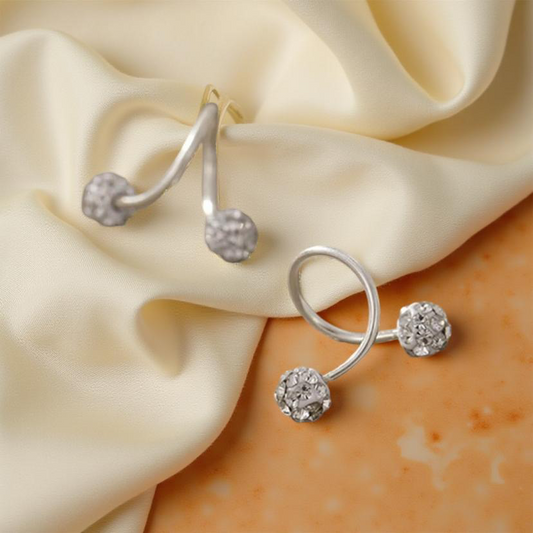 925 Sterling Silver Round Screw Zirconia Earrings