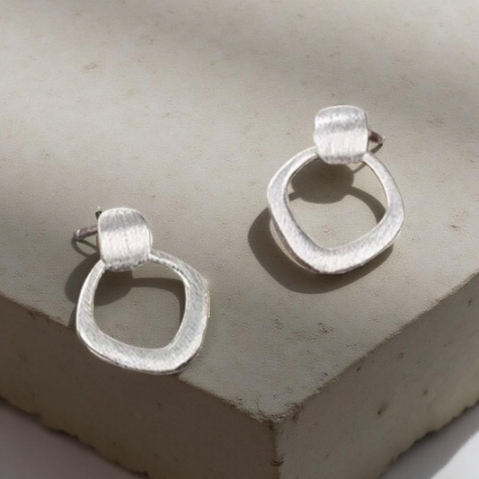 925 Sterling Silver Rhombus Hollow Earrings