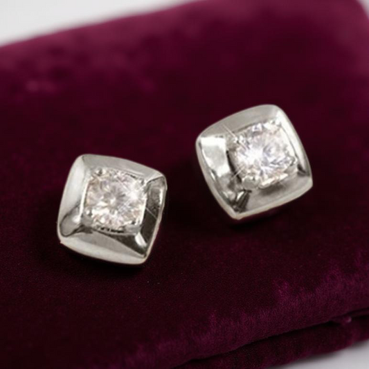 925 Sterling Silver Mini Square Zirconia Stud Earrings