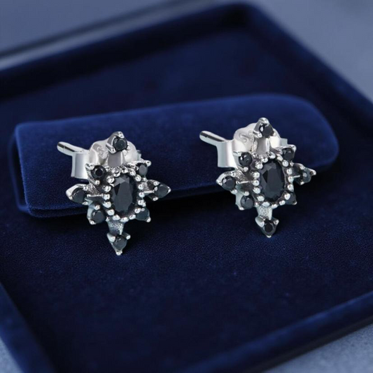 925 Sterling Silver Dark Retro Star Stud Earrings