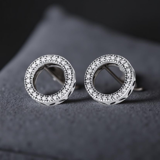 925 Sterling Silver Geometric Circle Stud Earrings