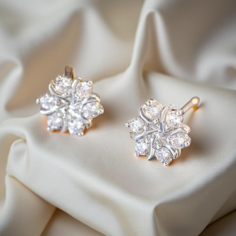 925 Sterling Silver Flower CZ Stud Earrings