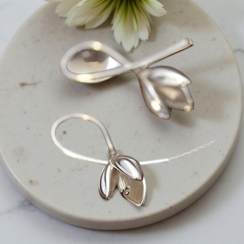 925 Sterling Silver Magnolia Flower Earrings