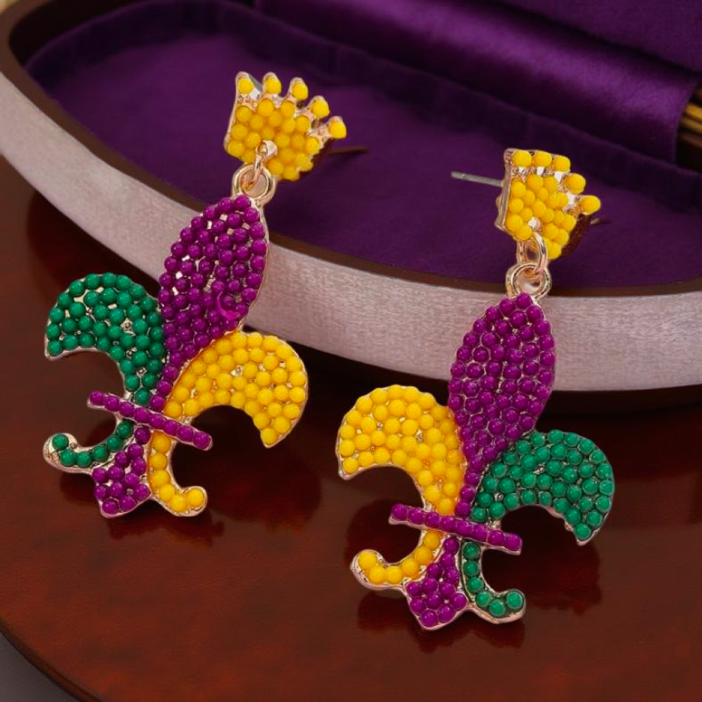 Beaded Iris Earrings