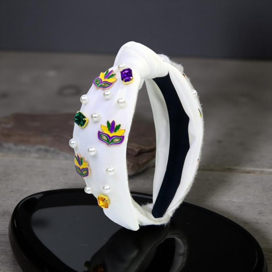 White Mardi Gras Headband