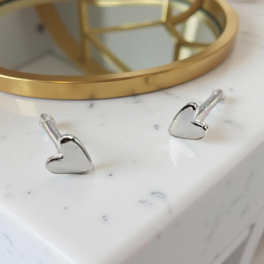 925 Sterling Silver Tiny Heart Studs Earrings